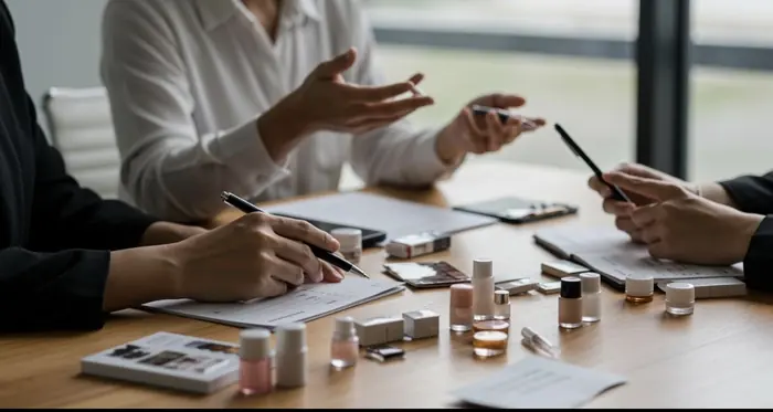 OEM skincare manufacturer reviewing product specifications before preparing a quotation